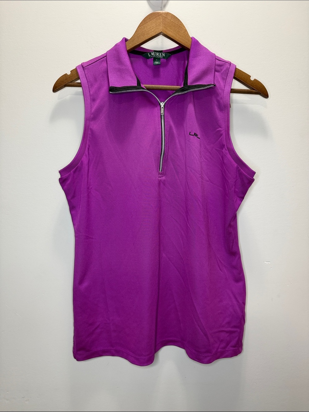 Lauren Ralph Lauren Magenta Sleeveless Zip Polo Tank Size L 25x23